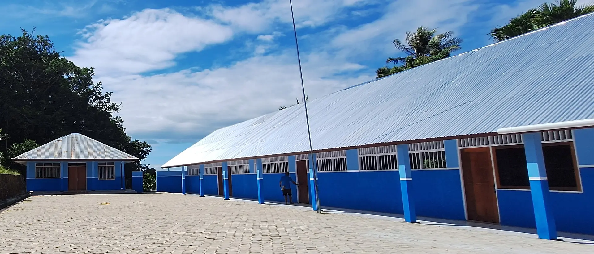 A school building.